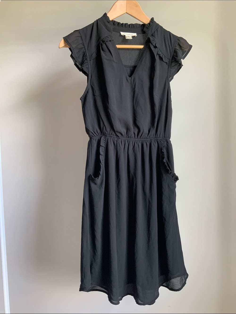 Monteau Black Dress Ruffled Details